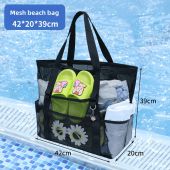 Large Capacity Travel Net Bag Outdoor Beach Swimming Childrens Toy Shoulder Crossbody Handbag Soft Handle Commuter Style