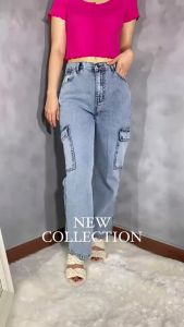 CELANA CARGO HIGHWAIST LOOSE JEANS BAGGY WANITA / KULOT CARGO HIGHWAIST