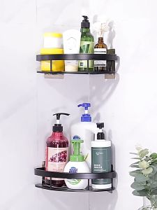 MIKI Aluminium Bathroom Shelf / Wall Mounted Space Saving Rack / Bathroom Corner Organizer / Storage Shelf / Corner Compact Bathroom Shelf