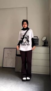 SUGA Flare Pants // Highwaist pants Model Terbaru Bahan Scuba Premium