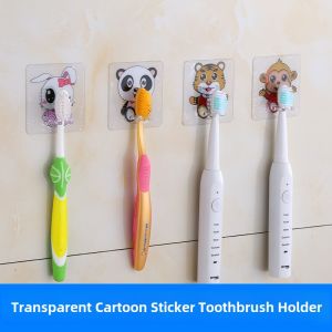 Cartoon Baby Toothbrush Holder Wall Mounted Adhesive No Drilling Required Toothbrush Hook Child Bathroom Organizer Stick on