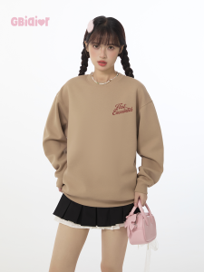 Gbiaior | Áo Sweater In Chữ Mỹ Duyên Dáng Tay Dài Cổ Tròn Không Mũi