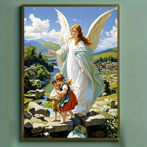 500/1000/1200/2000PCS Jigsaw Puzzle Beautiful Angel With Wings Religious Scene For Adults Perfect For Quiet Evening Activity