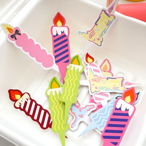 New Colorful Macaron Cartoon Creative Birthday Candle Small Plug Paper Card Candle Cake Decoration Label Festive Celebration Supplies