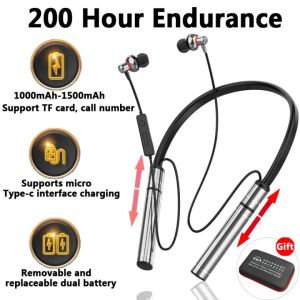 Ban Đầu Có Thể Tháo Rời pin kép Thay Thế Có Khả NĂNG Chơi 200 Giờ Cổ Gắn thi đấu thể thao bluetooth không dây tai nghe stereo Chất Lượng âm thanh độ trung thực cao 1000 MAh Type-C giao diện sạc Hỗ Trợ thẻ tf Với Mic HD Callsset Thể Thao tai nghe từ