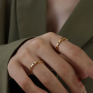 French Ins Style Hollow Titanium Steel Ring Womens Index Finger Joint Ring High-End Jewelry Accessories 18K Gold Plated