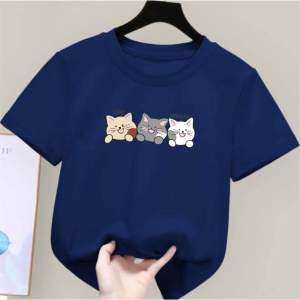 Kaos anak perempuan motif kucing usia 2-10th atasan oblong anak lucu