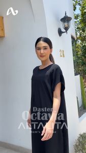 Altalita - Daster Octavia Cringkle Airflow Polos Busui Resleting Depan Jumbo Panjang Selutut Non Ruffle
