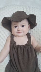 Setelan Bayi Lucu Zalira Kids - Jumper Bayi Cotton Poliester dengan Topi untuk Newborn 0-20 Bulan - Warna Camel