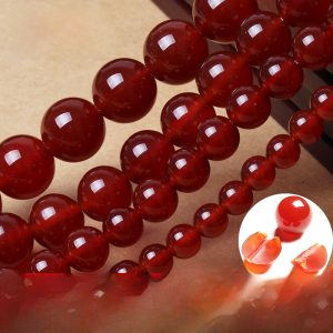 Natural 7A Grade Red Agate Loose Beads Semi-Precious Stone for DIY Black Agate Round Beads Handmade Jewelry Accessories