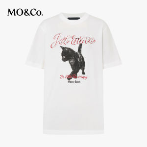 MO&Co. | Spotted Cat Print Round Neck T-Shirt