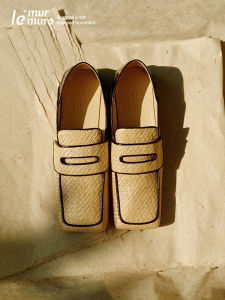 Spring New Raffia Handmade Breathable Womens Loafers