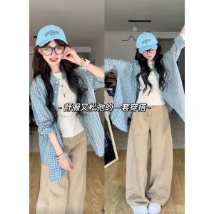 Áo Sơ Mi Kẻ Caro Nữ Mùa Hè 2025 Áo Chống Nắng Dài Tay Rộng Rãi Che Phủ Thân Hình Áo Sơ Mi Cổ Polo Cotton Nguyên Chất