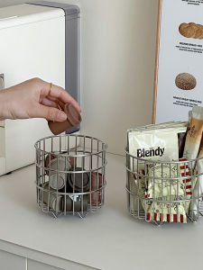 ตะกร้าเก็บของสแตนเลสสำหรับตกแต่งบ้าน ชั้นวางของสำหรับใส่ของใช้ในครัว ตะกร้าใส่ของสำหรับเครื่องดื่มกาแฟ ตะกร้าใส่ของสำหรับหน้าที่ทำงาน