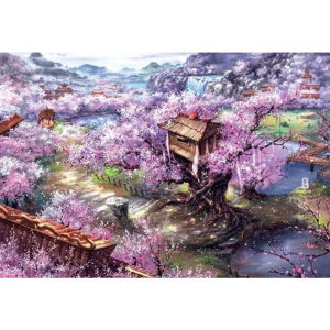 Cherry Blossom Villa Jigsaw Puzzle 500/1000/1200/2000PCS Serene Scene Focus Activity Leisure Time Gift