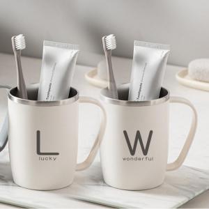 QIAOLESEN | Stainless Steel Stylish Couple Toothbrush Cups