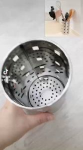Ống Đựng Đũa -  Muỗng Inox Dạng Tròn Thoát Nước Nhanh - Ống Đựng Đũa -  Muỗng