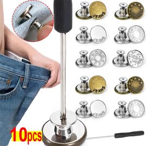 🔥10Pcs No Sew Replacement Buttons 17 mm Detachable Reusable Jeans Alloy Buttons Change Waist Size Buttons Accessories with Screwdriver