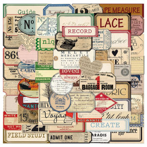 Sticker กระดาษโน้ตสไตล์ย้อนยุค 60 แผ่น กระเป๋าเดินทาง คอมพิวเตอร์โน้ต บันทึก ตกแต่ง กันน้ำ DIY ติดภาพวาด