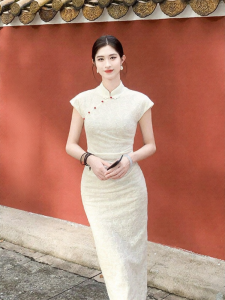 LINGQIAN | Improved Butterfy Print Summer Qipao Dress
