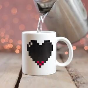 330ML Peach Heart Color-changing Ceramic Cup Novelty Magic Cup Creative Design Coffee Mug Valentines Day Preferred Gift
