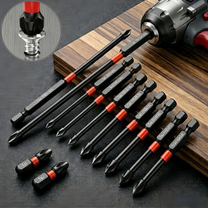 Magnetic Non-Slip Drill Bit Set 3/6/12 Pieces S2 Steel Crosshead and Impact Drill Bits Suitable for Electric and Hand Drivers