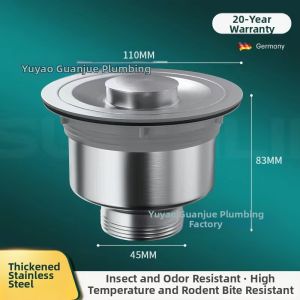 Kitchen Wash Basin 304 Stainless Steel Drain Pipe