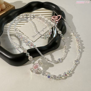 Clove Luminous Crystal String Beads Mobile Phone Charm Crossbody Long Fancy Loudspeaker Lanyard Sweet Small Bag Chain Women