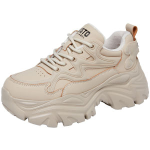 DUSTO | Thick Sole Plush Elevating Womens Dad Shoes White Shoes