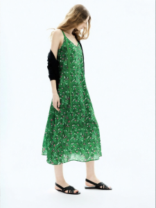 Juicy Couture | Green Floral Print Bow Tie Summer Dress