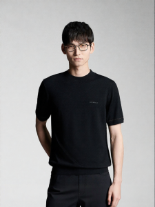 Autumn New Knit T-shirt Mens Crew Neck Short Sleeve