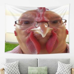 VIKAMA Strange Chicken Head Man Tapestry Vintage Glasses Red Cheeks Creative Living Room Theme Cafe Decoration
