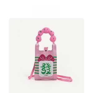 Maylily Original Light Blue กระเป๋าโทรศัพท์ถัก สไตล์เกาหลี Ins Crossbody Work Commute หลากหลาย ลาย Waterfowl โพลีเอสเตอร์ ไฟเบอร์