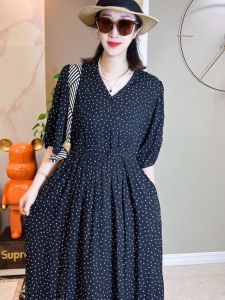 Váy Midi Cotton Lụa in Hoa Dáng Rộng Mùa Hè Cho Phụ Nữ Ngoại Cỡ Váy Chữ a Cổ Chữ V Không Tay Phong Cách Công Sở