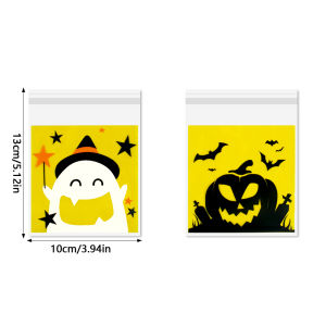100 Chiếc Túi Đựng Quà Halloween Tự Dính Hình Đầu Lâu & Ma Hoạt Hình Chất Liệu Nhựa Dùng Đựng Bánh Kẹo Đồ Ăn Nhẹ