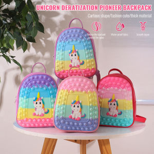 Pop It Backpack Fidget Toy Unicorn Peripheral Poppy time Pop Bookbag Rainbow Fidget School Bag Kids School Decompressio