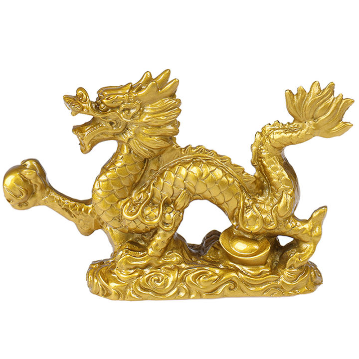 Good Lucky Dragon Chinese Twelve Zodiac Statue Gold Dragon Statue ...