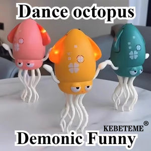 KEBETEME New Creative Electric Dancing Squid Toys Decompression Toy Demonic Dance Octopus Toy LED Lights Musical Electronic Robotics Interactive Child Birthday Gift