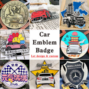 [Minimum 10pcs] Make Car Badge Etching Custom Made emblem Metal car club Zinc alloy no rust adhesive