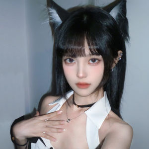 Black Cat Ear Hairband Womens Cosplay Cute Plush Animal Ears Comic Show Props Realistic Headwear Korean Style Fresh Outfit