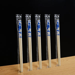 Food Grade Disposable Bamboo Chopsticks Individually Packaged Blue And White Porcelain High End Chopsticks for Home And Restaurants