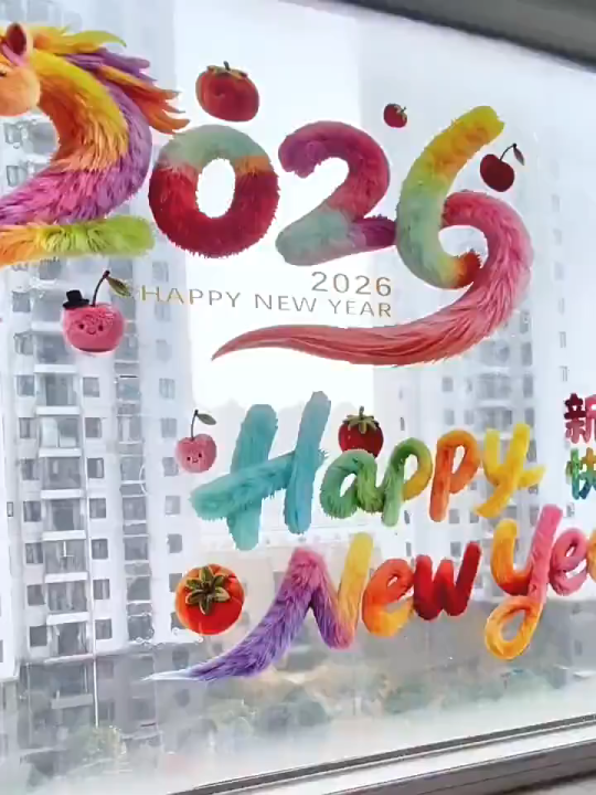 Decal Tết 2026 Bính Ngọ Dán Cửa Kính - Hình Ngựa 7 Màu Hiệu Ứng Lông ...