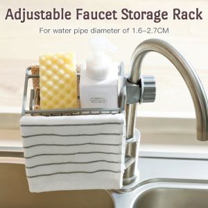 Faucet Storage Rack No-Punching Household Cloth Storage Box Sink Faucet Kitchen Drainage Storage Shelf Nordic Style Metal