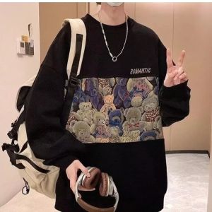 Trendy Oversized round Neck Long Sleeve Hoodie Mens Autumn Winter Casual Comfortable Breathable Sweatshirt Streetwear