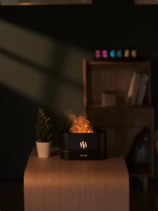 【7 Colors】Colorful Flame Humidifier Essential Oil Aroma Diffuser LED USB Mini Ultrasonic Air Humidifier Pelembap Udara Humidificador 加湿器