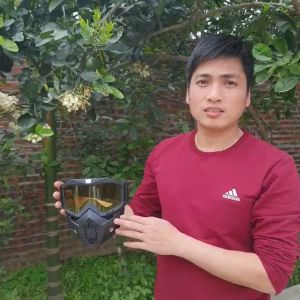 Bộ kính bảo hộ cao cấp Mặt Nạ Phượt Kèm Kính Dùng Cho Mũ 3 phần 4 kính chống dịch gió bụi và chống nước