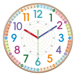 Kids Educational Wall Clock Color 12/24H Dial Non-Ticking Quartz Movement Wall Decor for School Classroom Kids Bedroom  Playroom