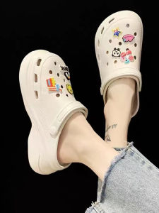 Womens Summer Outdoor Thick Bottom Anti-slip Foam Clog Shoes Cute Head Covering Half Slippers Beach Sandals Hollow out Sweet Style