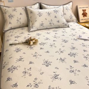 Summer Ice Silk Cooling Mat Three-Piece Set Washable Student Dormitory Single Person Willow Mat Air Conditioner Mat Soft Mat