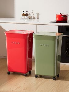 DOLANX | Hands-Free Large Capacity Kitchen Trash Can with Lid and Wheels
